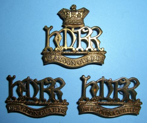 Boer War Her Majesty 's Reserve Regiment of Dragoon Guards Gilt Cap and Collar Badge Set