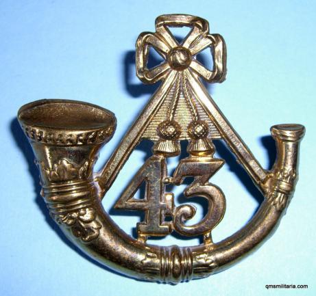 43rd Light Infantry Original Other Ranks Brass Pre- territorial Glengarry Badge 1855 - 1881