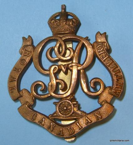 WW1 Canadian Royal Horse Artillery Brass Cap Badge - Gaunt & Sons, London