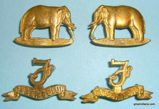 Scarce Victorian period Seaforths Highlanders Officers Gilt Collar Badges - 4 pieces 