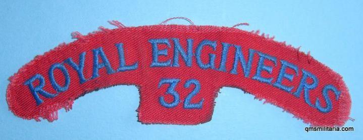 32nd Royal Engineers Woven Cloth Shoulder Title