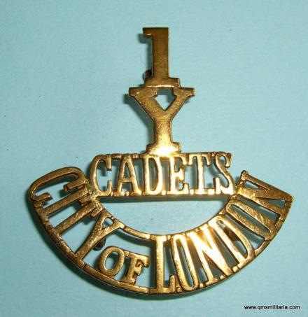 1 / Y / CADETS / CITY OF LONDON brass one piece shoulder title