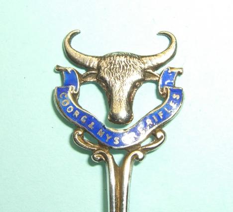 Indian Auxillary Army  - Coorg and Mysore Rifles Hallmarked Silver & Enamel Spoon, 1911