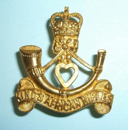 5th King 's African Rifles ( KAR ) Officers Gilt  Arabic Numeral Cap Badge, QE11, 1953 - 63