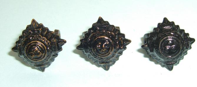 Three small mess dress sized Blackened Officers Rank Stars / Pips ( Gurkha / Rifles Brigade )
