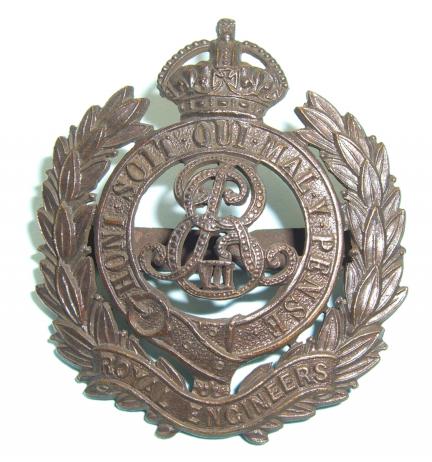 Edwardian EDVII Royal Engineers Officer's OSD Bronze Cap Badge - Blades