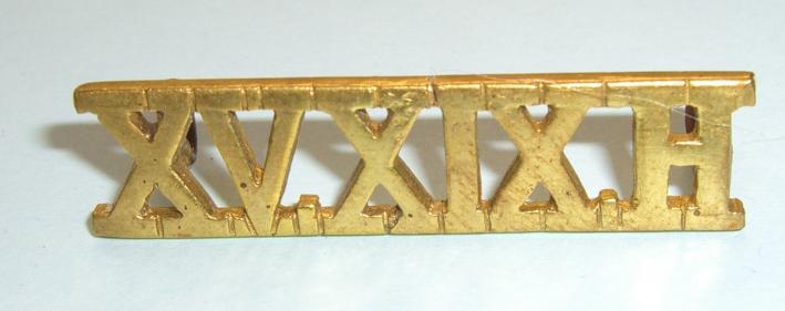 15th / 19th Hussars ( King' s Own ) Officer 's Gilt Brass Roman Numeral Shoulder Title
