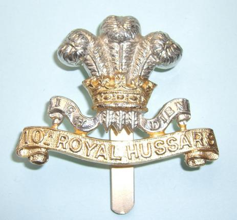 10th Royal Hussars Anodised Aluminium ( AA ) Bi Colour Cap Badge - Firmin