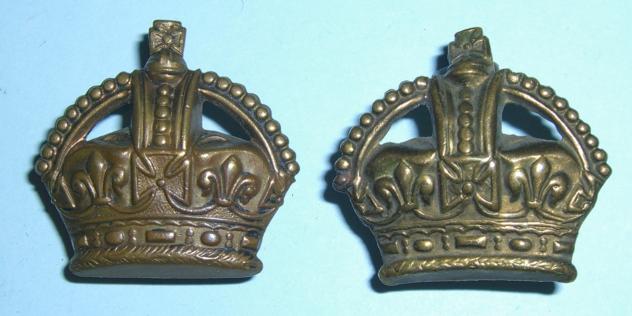 Pair of Company Sergeant Major / Colour Sergeant Brass Rank Crowns
