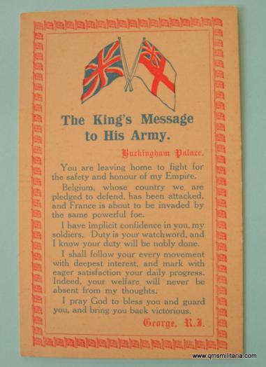 Scarce WW1 Boots the Chemist Patriotic Postcard - The King's Message to his Army