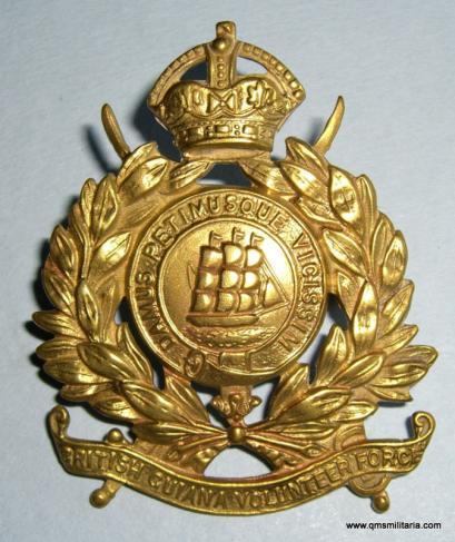 South America - British Guiana Volunteer Force Brass Cap Badge