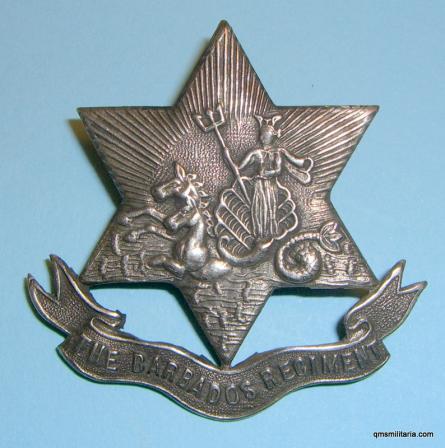 West Indies - Barbados Regiment White Metal  Cap Badge