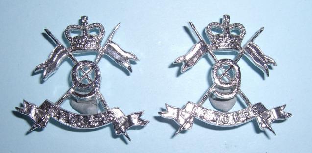Rare 9th Queen's Royal Lancers Matched Pair of QEII Anodised Collar Badges