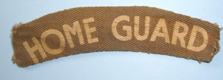 WW2 Home Front - Home Guard Painted Khaki Cloth Shoulder Title