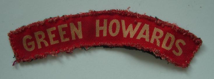 WW2 Green Howards (Yorkshire Regiment )  Printed White on Red Cloth Shoulder Title