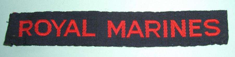 WW2 British Straight Royal Marines Cash Made Cloth Shoulder Title