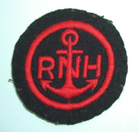Volunteer Aid Detachments working in Royal Naval Hospitals Embroidered Red on Black Cloth Arm Badge