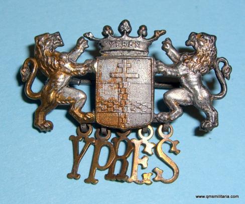 WW1 Ypres Belgium Dangler Style Town Souvenir Sweetheart Brooch Pin Badge