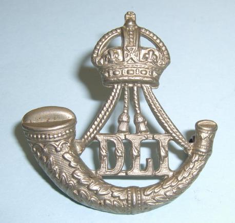 Edwardian issue Durham Light infantry ( DLI ) Other Rank's White Metal Cap Badge - on lugs