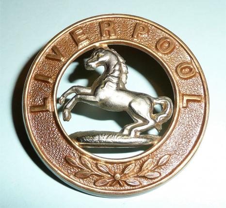 The King's (Liverpool  Regiment) Bi-metal Helmet Plate Centre (HPC) 