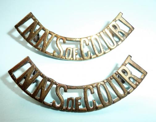 The Inns of Court Regiment Matched Pair of Brass Shoulder Titles