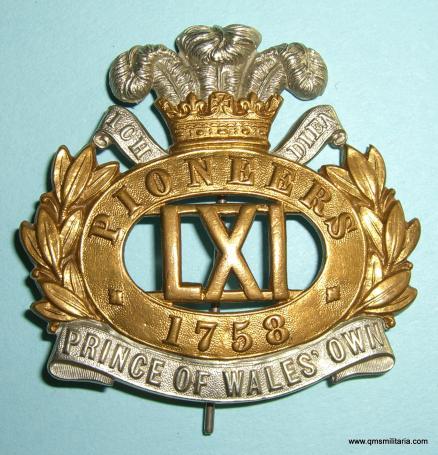 Indian Army - 61st Prince of Wales 's Own ( Madras)  Pioneers Officer 's Bi Metal Pagri Badge, 1906 - 1910 only, Gaunt