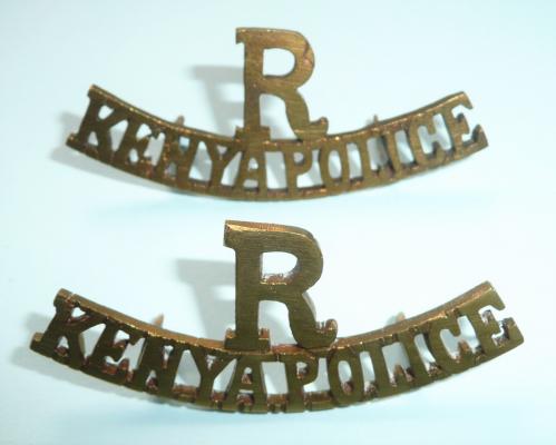 Kenya Police Reserve Matched Pair of Brass Shoulder Titles