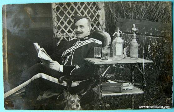 Edwardian Real Postcard - Royal Engineers Officer living the Good Life