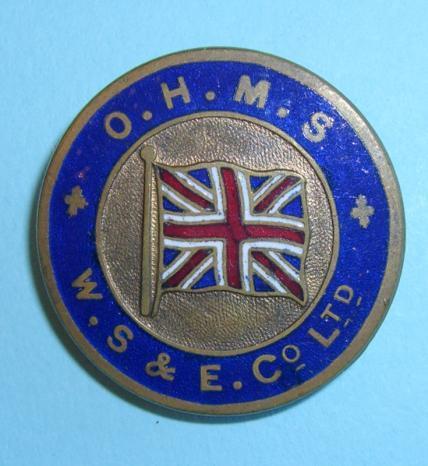 WW1 Home Front - On His Majesty's Service ( OHMS) Wallsend Slipway & Engineering Co. Ltd On War Service - W.S. & E. Co Ltd Buttonhole Lapel Badge