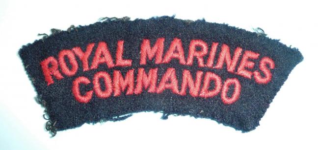 Royal Marines / Commando Embroidered Red on Black Felt Shoulder Title
