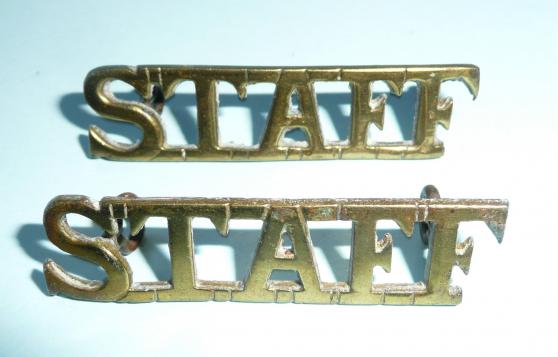 Indian Army - WW1 Era General Officers Army Staff  Pair of Gilt Brass Shoulder Titles - UK Made