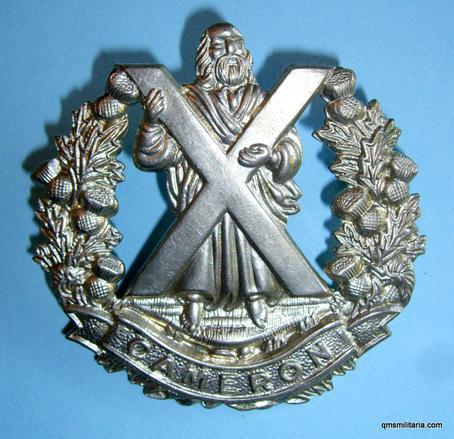 The Queens Own Cameron Highlanders  (79th Foot) White Metal Cap Badge