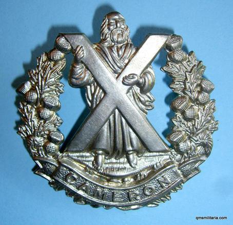The Queens Own Cameron Highlanders  (79th Foot) White Metal Cap Badge