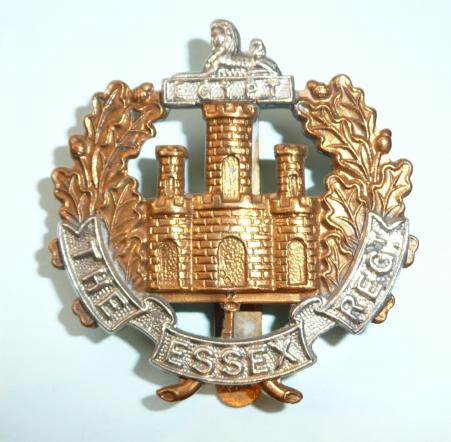 The Essex Regiment  (44th & 56th Foot) - Standard Pattern Castle Other Ranks Bi-metal Cap Badge