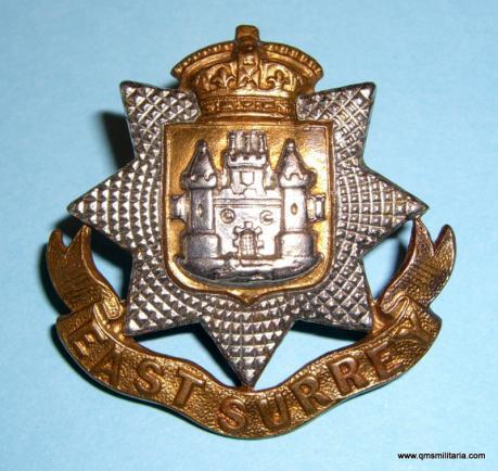 The East Surrey Regiment (31st & 70th Foot) Victorian Other Ranks Bi-Metal Cap Badge