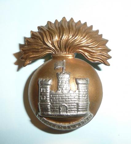 The Royal Inniskilling Fusiliers (27th & 108th Foot) Other Ranks Bi-Metal Victorian / Edwardian Issue Cap Badge