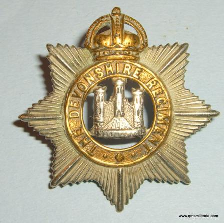 The Devonshire Regiment (11th Foot) Edwardian Issue Other Ranks Bi-Metal Cap Badge