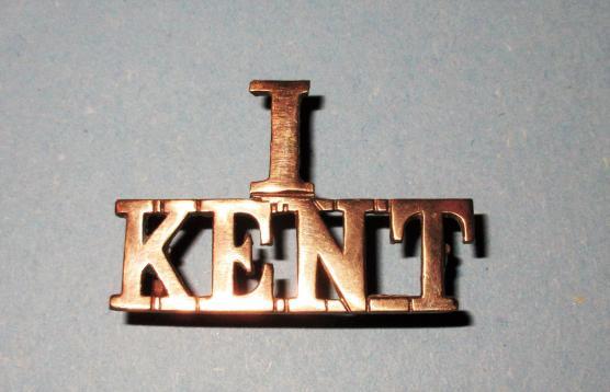 WW1 - 1 KENT Cyclist Battalion On Piece Brass Shoulder Title