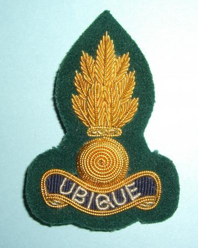 Army Commando Royal Engineers Officers Bullion Cap Badge - Green Backing