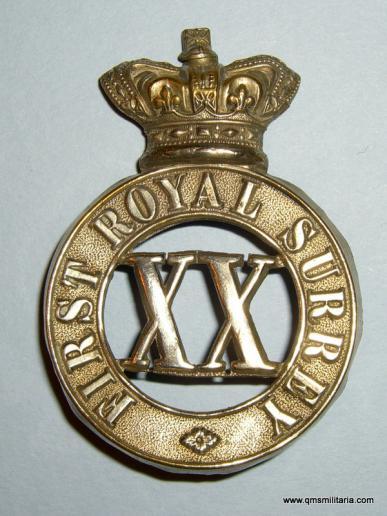 First 1st Royal Surrey Militia White Metal Glengarry Badge, circa 1874 - 1881