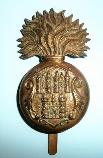 Irish - The Royal Dublin Fusiliers (RDF) Other Ranks Brass Glengarry Grenade For Wear on Pagri Sun Helmet Badge