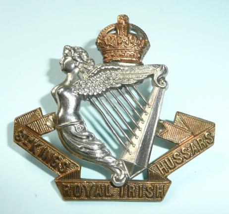 8th Royal Irish Hussars Edwardian Issue Cap Bi-metal Other Ranks Cap Badge