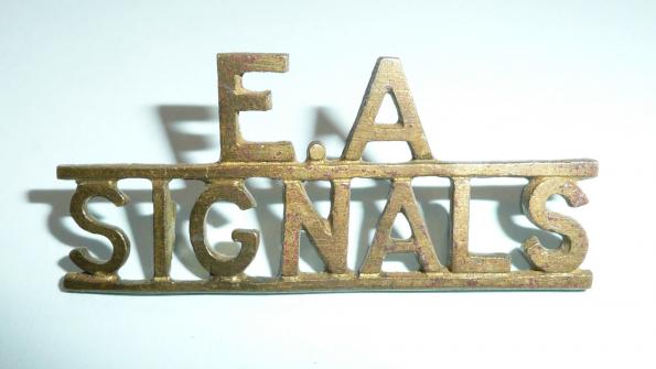 WW2 EA SIGNALS East African Signals Corps Cast Brass Shoulder Title