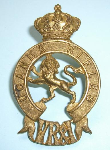 Victorian East Africa - The Uganda Rifles Officers Gilt Brass Helmet Cap Badge