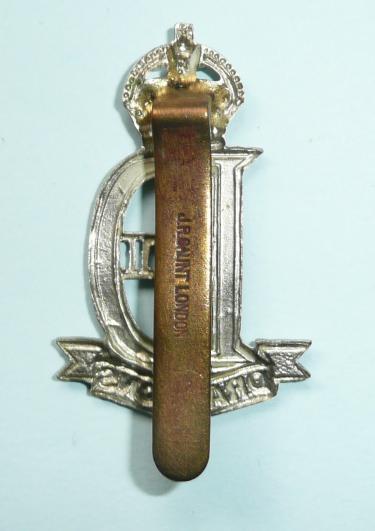 WW2 War Raised Unit - 22nd Dragoons Die Struck White Metal Cap Badge - JR Gaunt London