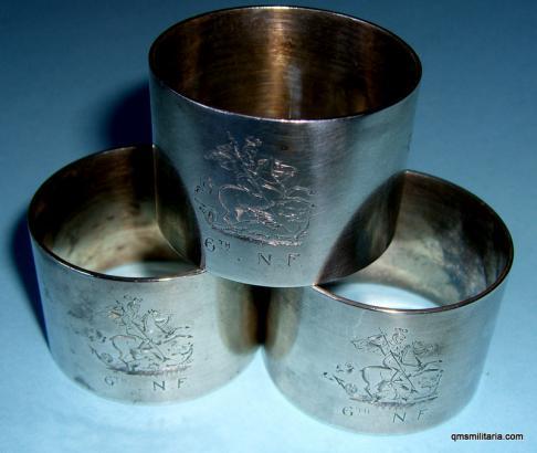 6th (Newcastle) Territorial Battalion The Northumberland Fusiliers Silver Plated Mess Napkin Rings