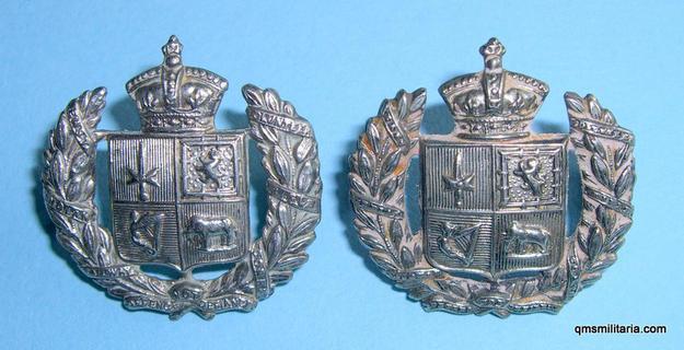 Indian Army - Victorian East India Railway Volunteer Rifle Corps White Metal Collar Badges