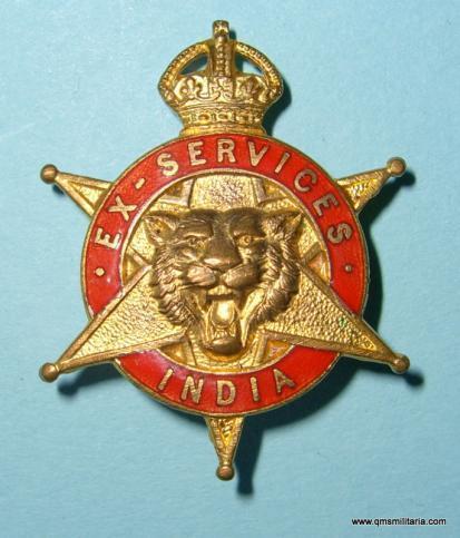 WW2 Indian Army - Indian Ex Services Gilt and Enamel Lapel Badge