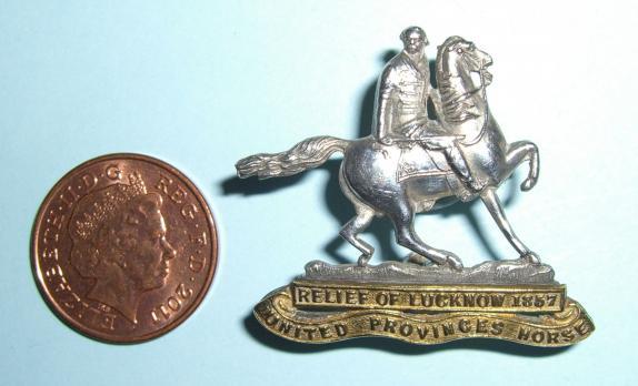 Indian Army - United Provinces Horse Silver & Gilt Officers Collar Badge - Gaunt London