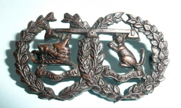 Argyll & Sutherland Highlanders (A&SH) Officers Die Cast OSD Bronze Collar Badge - Cats Tail Up 